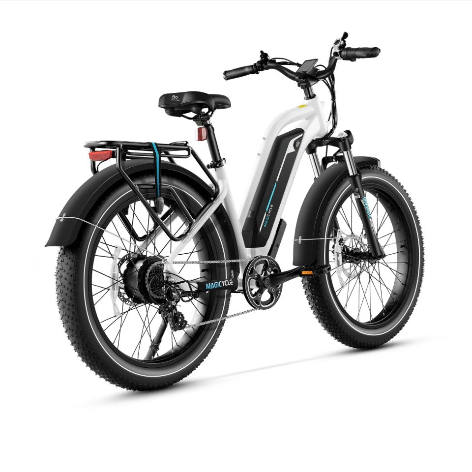 MAGICYCLE Cruiser Pro Mid ST Fat Tire Electric Bikes Pearl White 4