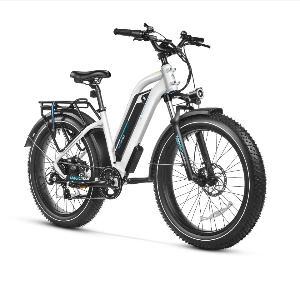 MAGICYCLE Cruiser Pro Mid ST Fat Tire Electric Bikes Pearl White 3