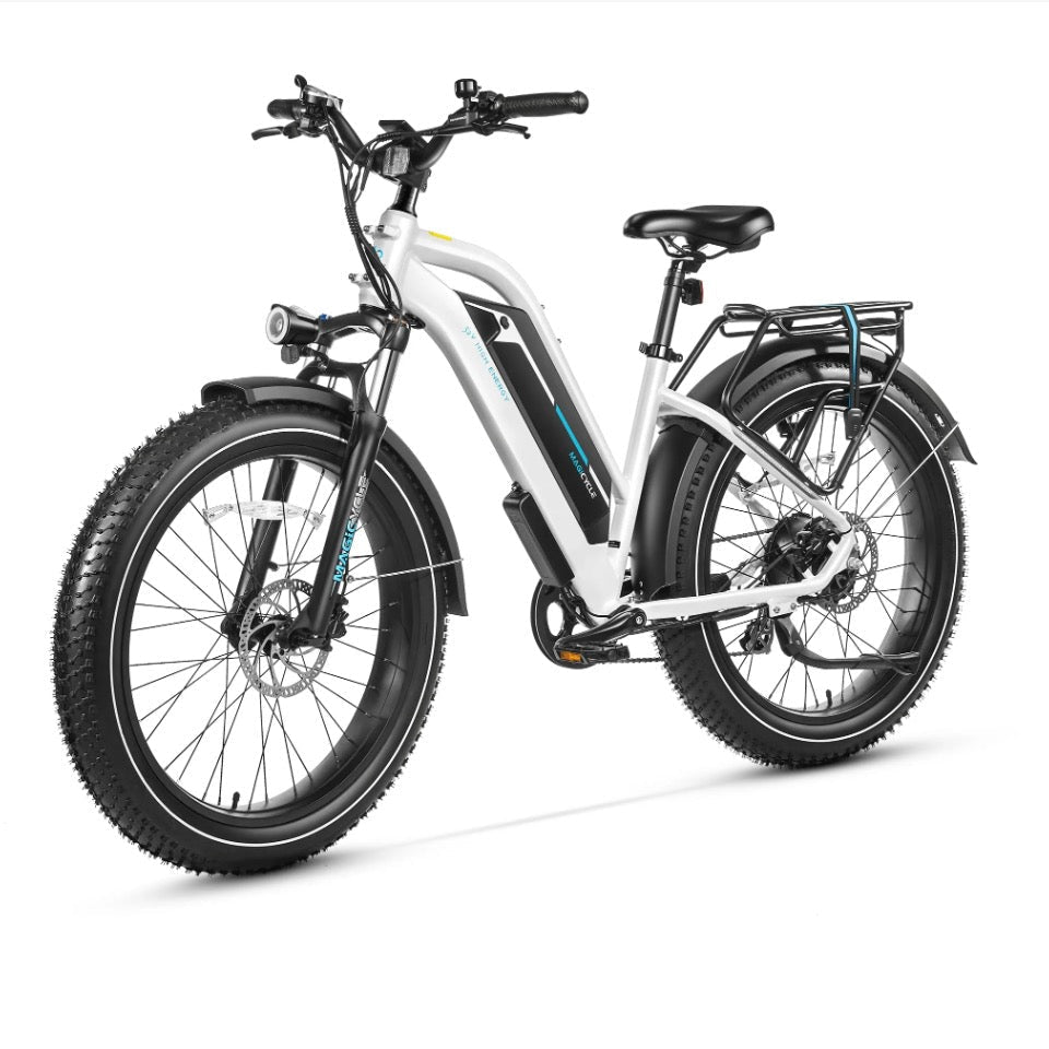 MAGICYCLE Cruiser Pro Mid ST Fat Tire Electric Bikes Pearl White 6