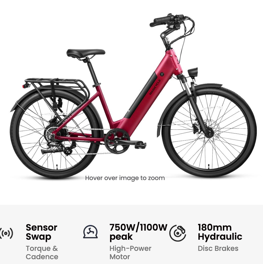 MAGICYCLE CT-1 Commuter Torque Sensor Commuter Electric Bikes Maroon 7