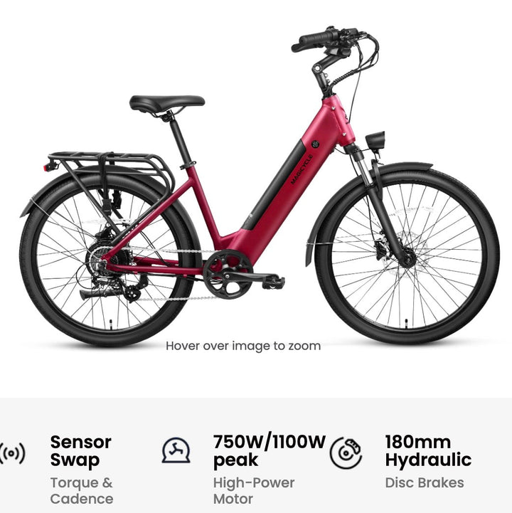 MAGICYCLE CT-1 Commuter Torque Sensor Commuter Electric Bikes Maroon 7