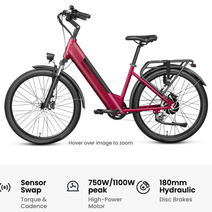 MAGICYCLE CT-1 Commuter Torque Sensor Commuter Electric Bikes Maroon 3