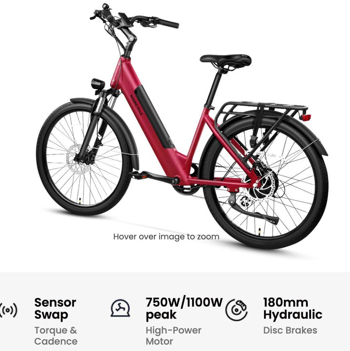 MAGICYCLE CT-1 Commuter Torque Sensor Commuter Electric Bikes Maroon 4