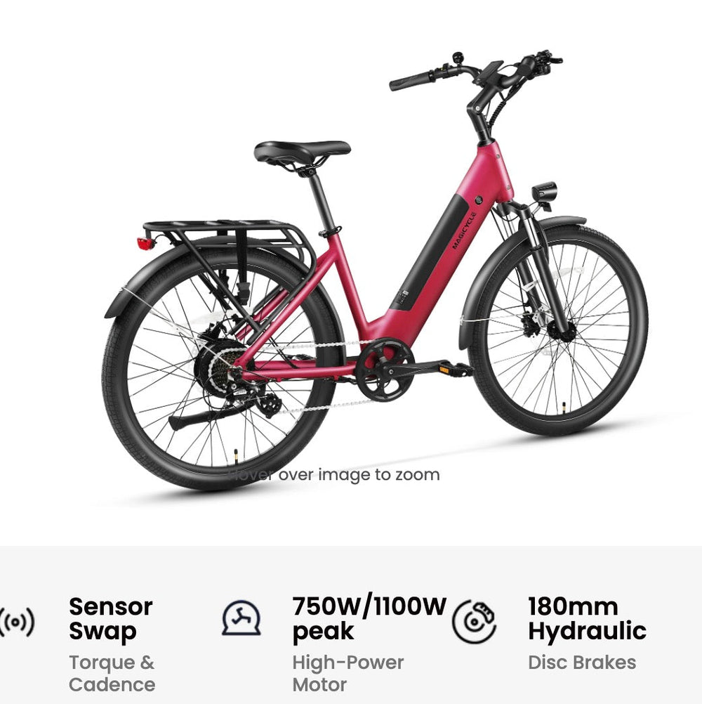 MAGICYCLE CT-1 Commuter Torque Sensor Commuter Electric Bikes Maroon 2