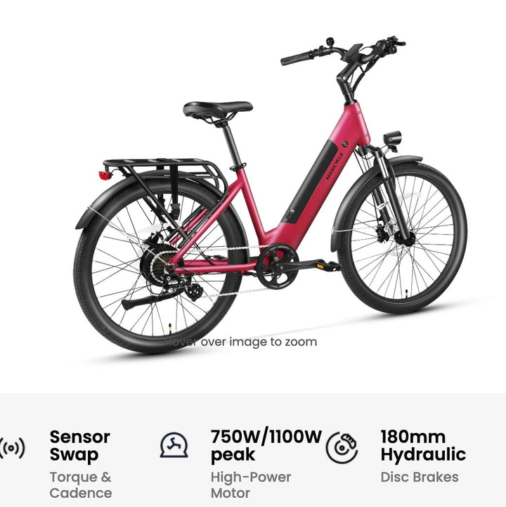 MAGICYCLE CT-1 Commuter Torque Sensor Commuter Electric Bikes Maroon 2