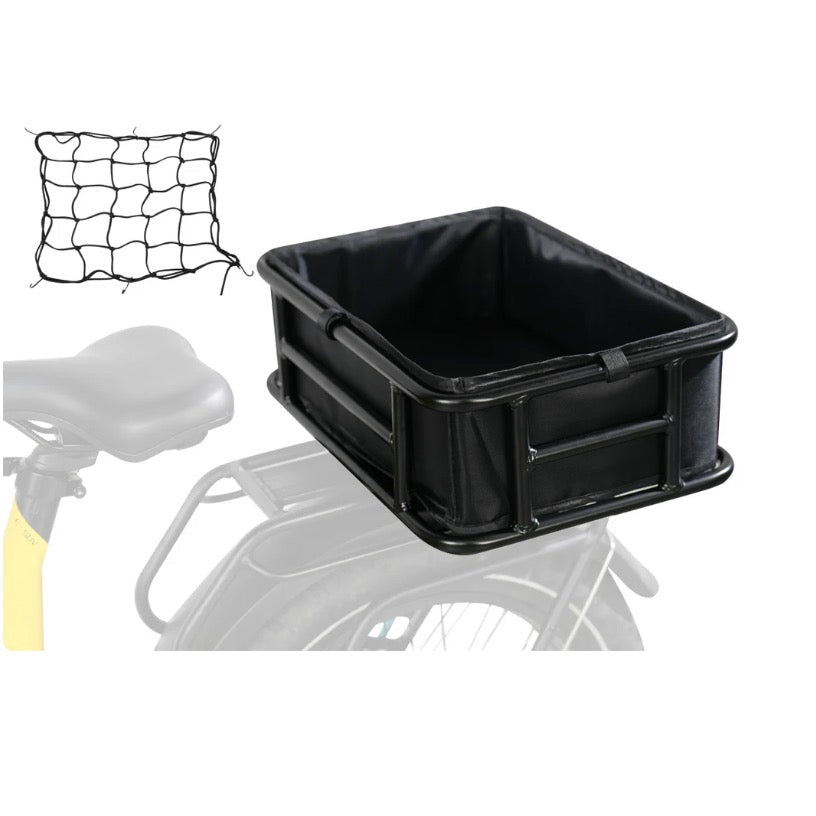 MAGICYCLE Large Ebike Rear Basket with Liner & Cargo Net Bike Racks for Vehicles 1