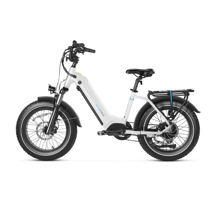 MAGICYCLE Ocelot Pro 2.0 Torque Sensor Fat Tire Electric Bikes Pearl White 26