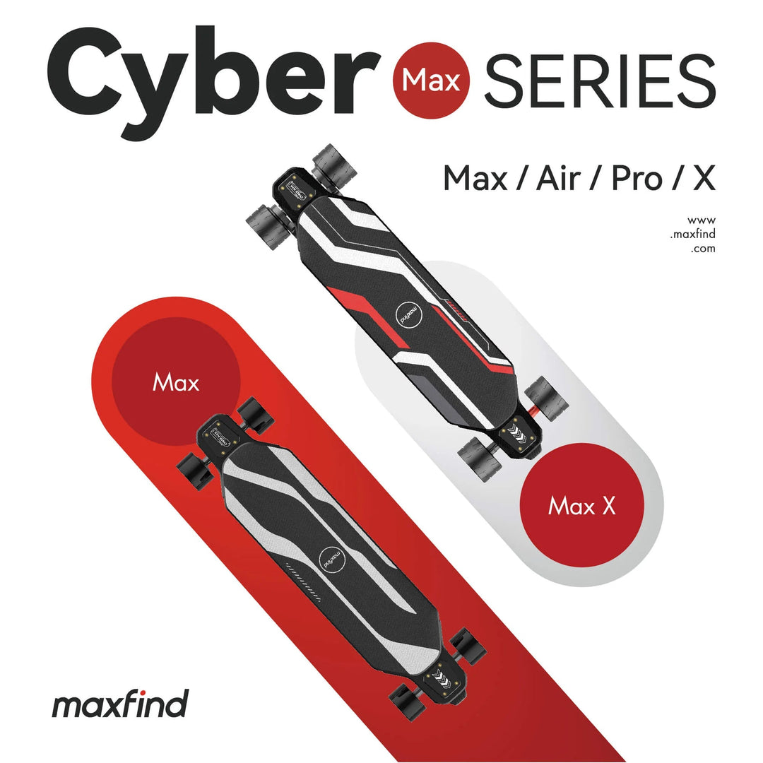 MAXFIND CYBER MAX| High Performance, Flexible Deck, RGB E-Skateboard Electric Skateboards CYBER MAX X (107mm Spacewheels) 18