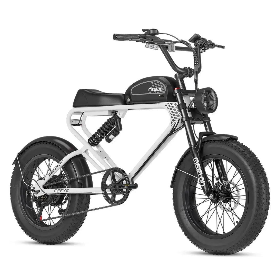 MEELOD DK300PLUS Moped Style E-Bike Moped-Style Electric Bikes White 1