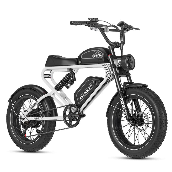 MEELOD DK300PRO Dual Battery Moped Style E-Bike Moped-Style Electric Bikes White 1