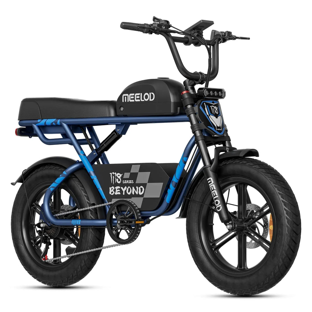 MEELOD M8 Extended Double Seat Moped Style E-Bike Moped-Style Electric Bikes 1