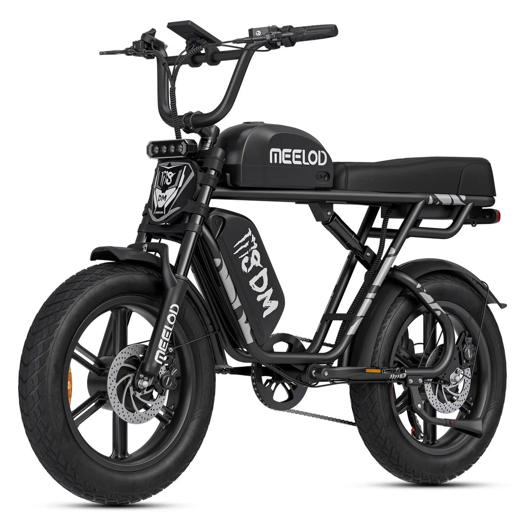 MEELOD M8DM Dual Battery Extended Double Seat Moped Style E-Bike Moped-Style Electric Bikes Black 3
