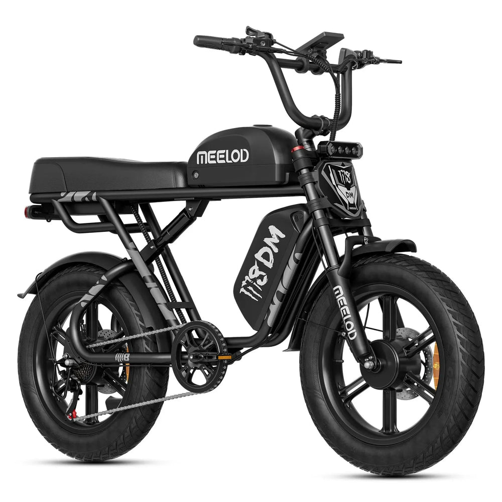 MEELOD M8DM Dual Battery Extended Double Seat Moped Style E-Bike Moped-Style Electric Bikes Black 2