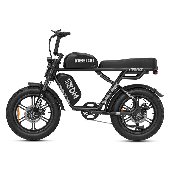 MEELOD M8DM Dual Battery Extended Double Seat Moped Style E-Bike Moped-Style Electric Bikes Black 8
