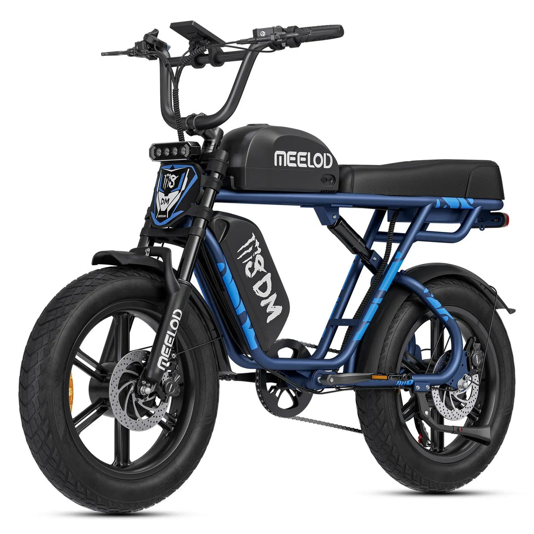MEELOD M8DM Dual Battery Extended Double Seat Moped Style E-Bike Moped-Style Electric Bikes Black 4