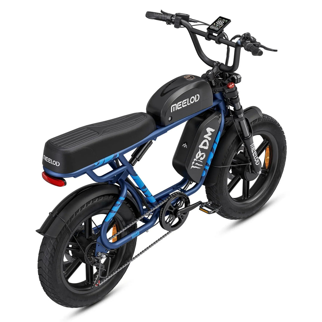 MEELOD M8DM Dual Battery Extended Double Seat Moped Style E-Bike Moped-Style Electric Bikes Black 9
