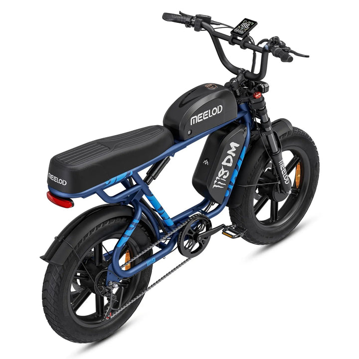 MEELOD M8DM Dual Battery Extended Double Seat Moped Style E-Bike Moped-Style Electric Bikes Black 9