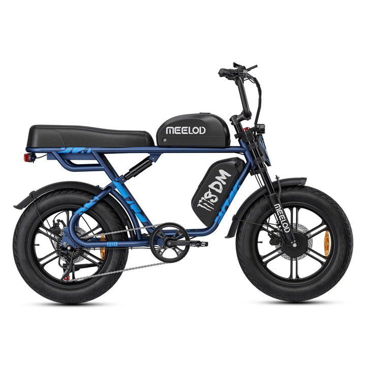 MEELOD M8DM Dual Battery Extended Double Seat Moped Style E-Bike Moped-Style Electric Bikes Black 6