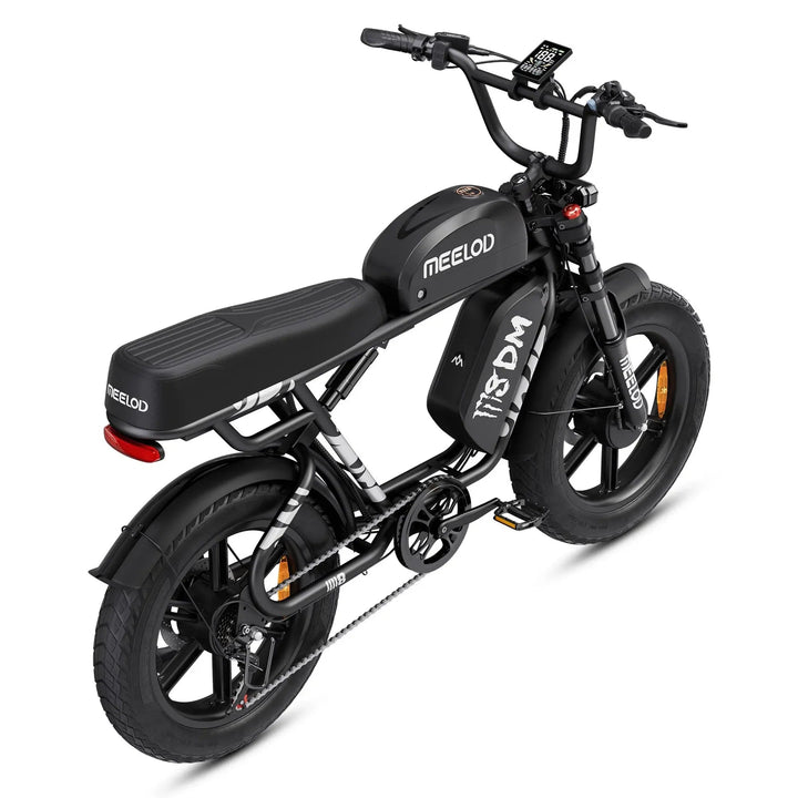MEELOD M8DM Dual Battery Extended Double Seat Moped Style E-Bike Moped-Style Electric Bikes Black 10