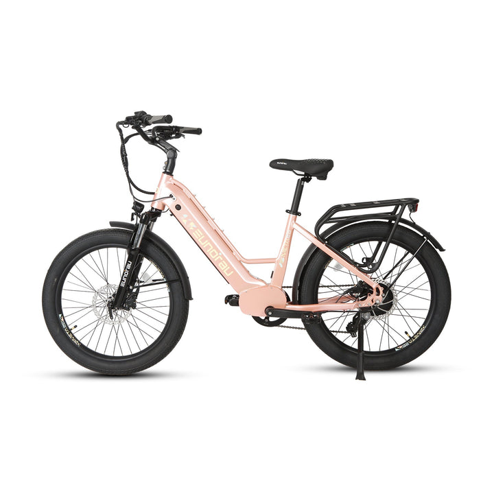META26 1.0 Compact Commuter Fat tire EBike Commuter Electric Bikes Pastel Pink 15