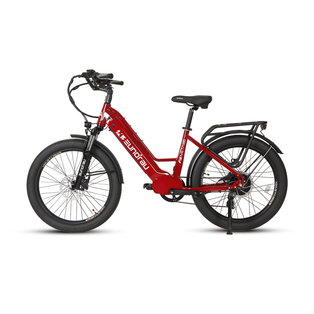 META26 1.0 Compact Commuter Fat tire EBike Commuter Electric Bikes Deep Crimson 3