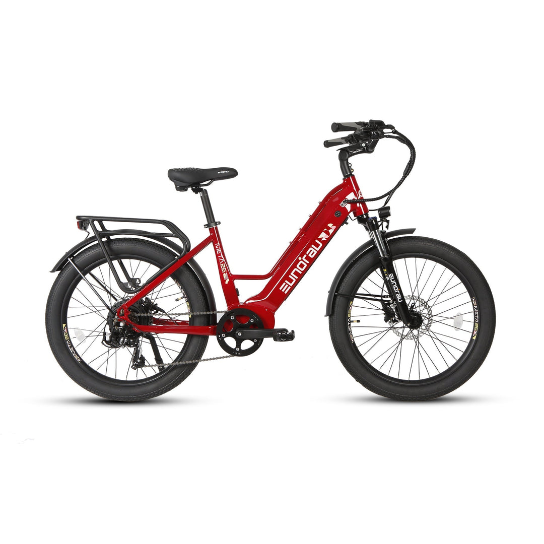 META26 1.0 Compact Commuter Fat tire EBike Commuter Electric Bikes Deep Crimson 1