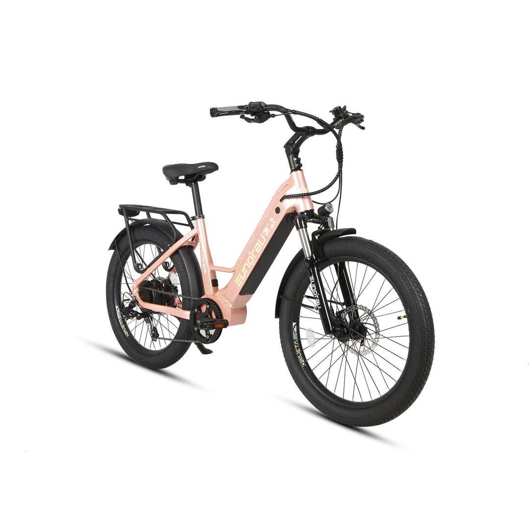 META26 1.0 Compact Commuter Fat tire EBike Commuter Electric Bikes Pastel Pink 16