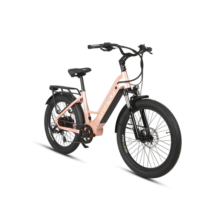 META26 1.0 Compact Commuter Fat tire EBike Commuter Electric Bikes Pastel Pink 16