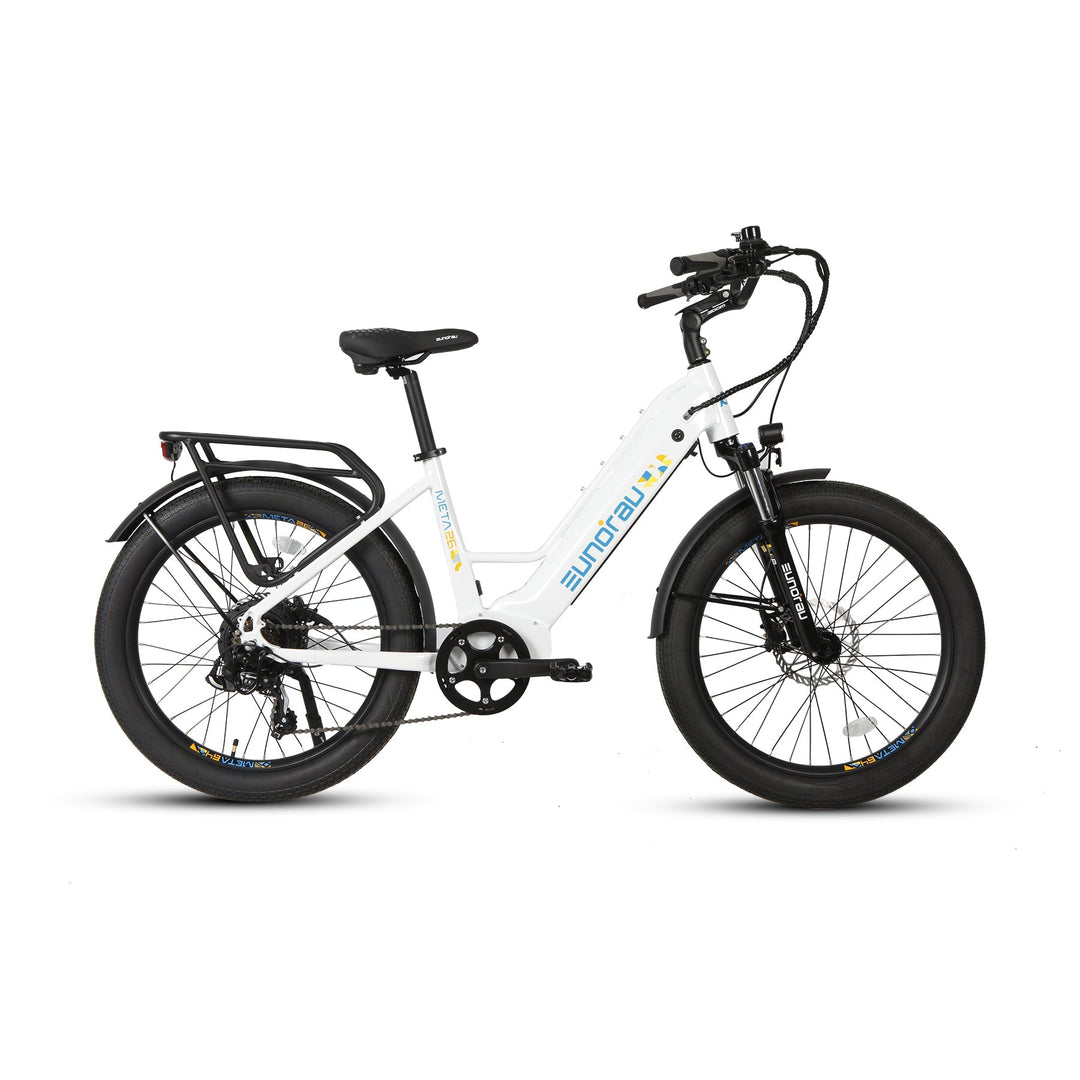 META26 1.0 Compact Commuter Fat tire EBike Commuter Electric Bikes Alpine White 18