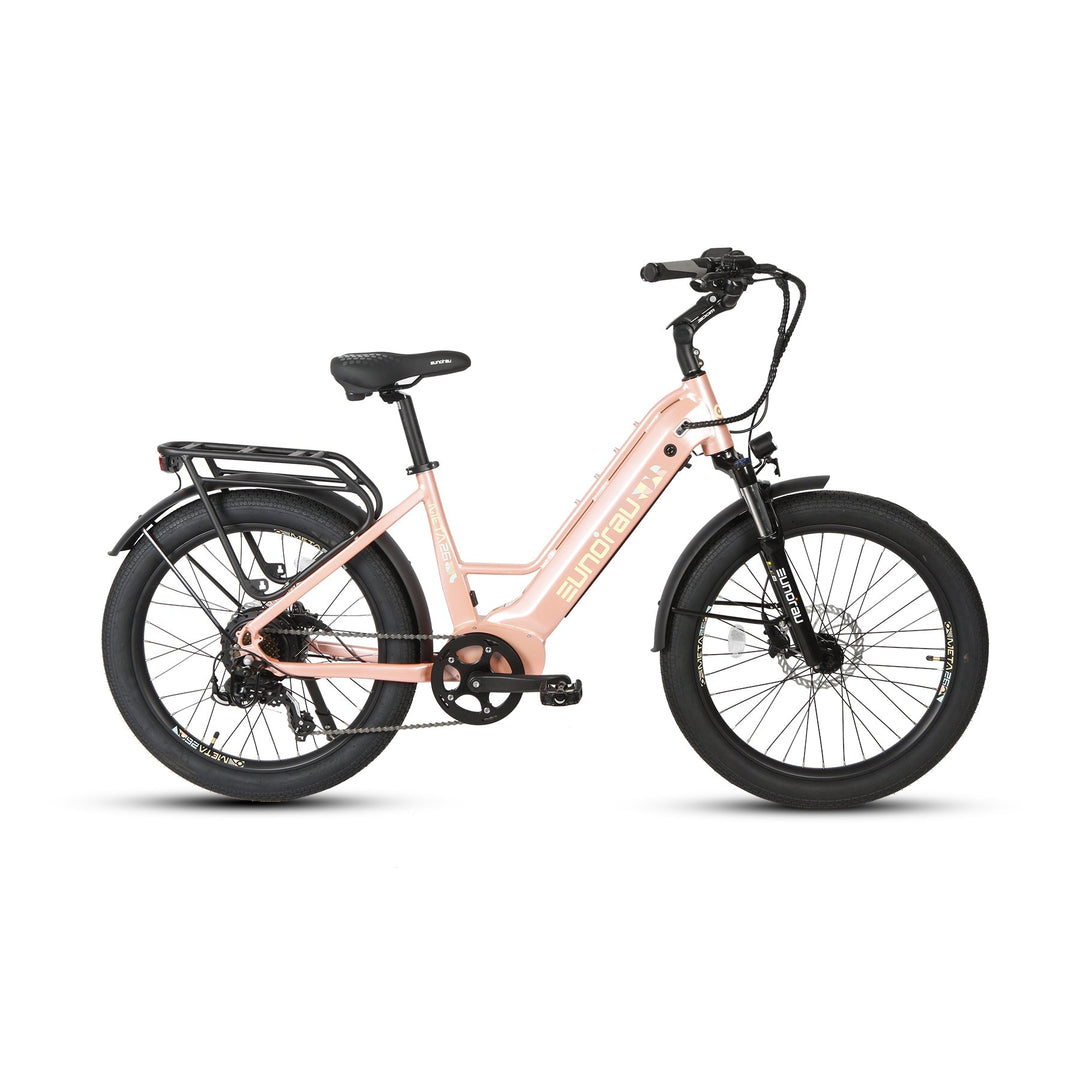 META26 1.0 Compact Commuter Fat tire EBike Commuter Electric Bikes Pastel Pink 14