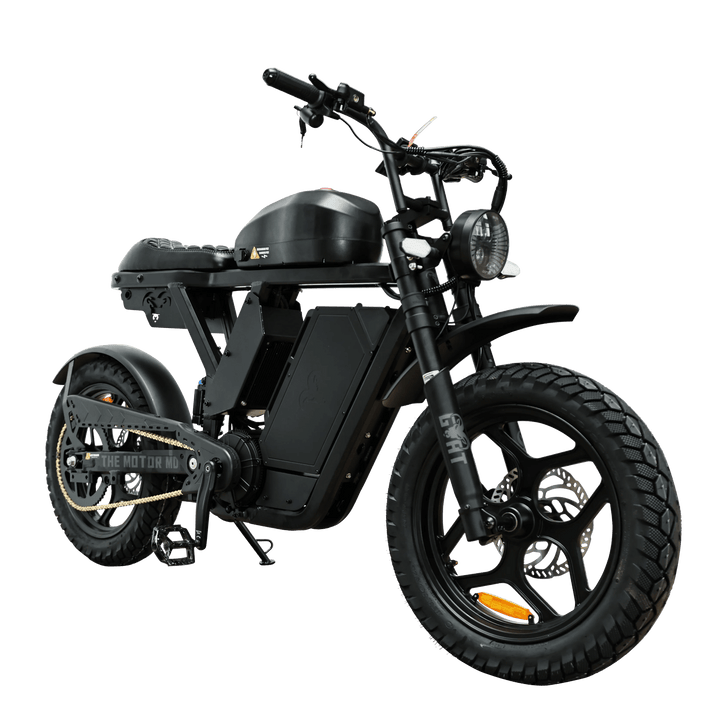 Motor Goat MD Electric Power Bike Moped-Style Electric Bikes All Black - Pedals 8