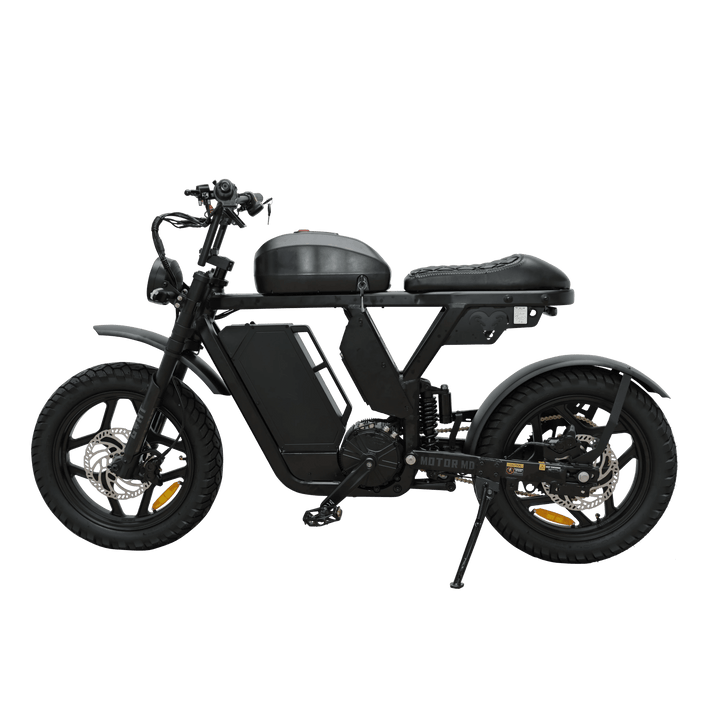 Motor Goat MD Electric Power Bike Moped-Style Electric Bikes Black - Gold Forks - Pedals 6