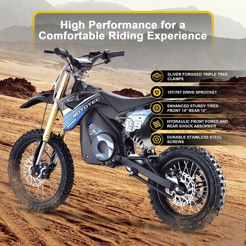 MotoTec 48v 1800w Pro Electric Dirt Bike Lithium MotoTech Electric Dirt Bikes Blue 8