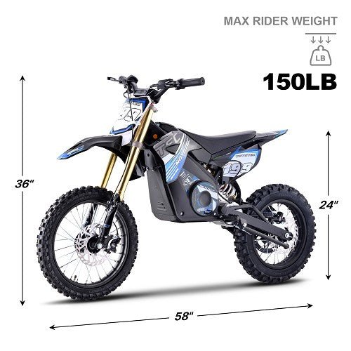 MotoTec 48v 1800w Pro Electric Dirt Bike Lithium MotoTech Electric Dirt Bikes Blue 12