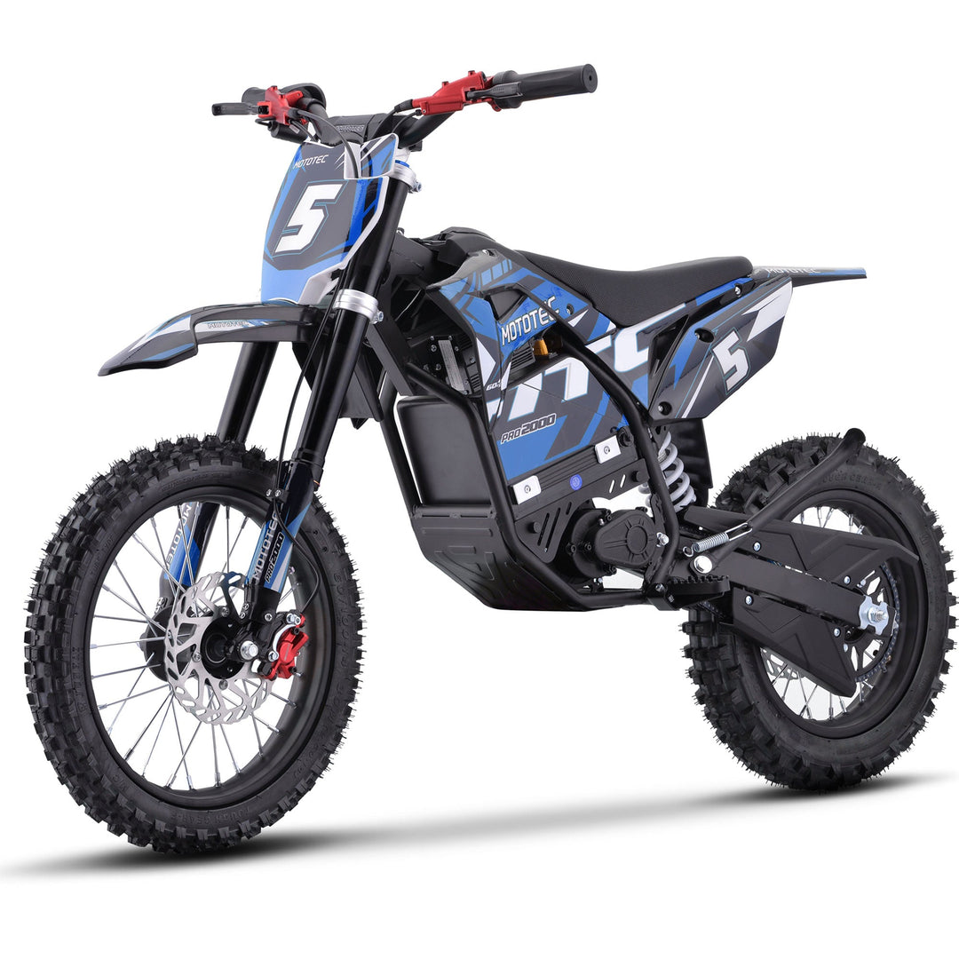 MotoTec 60v 2000w Pro Electric Dirt Bike Lithium Dirt Electric Bikes Grey 11