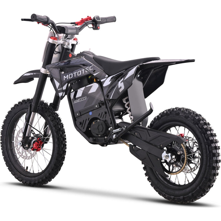 MotoTec 60v 2000w Pro Electric Dirt Bike Lithium Dirt Electric Bikes Grey 6
