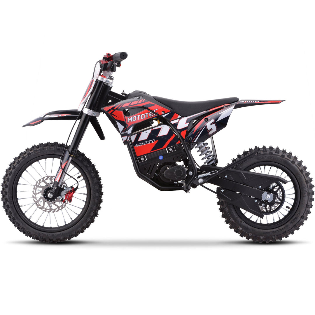 MotoTec 60v 2000w Pro Electric Dirt Bike Lithium Dirt Electric Bikes Green 22