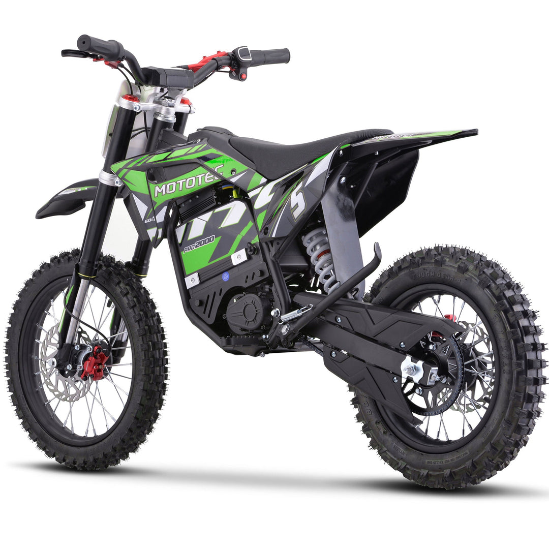 MotoTec 60v 2000w Pro Electric Dirt Bike Lithium Dirt Electric Bikes Blue 18