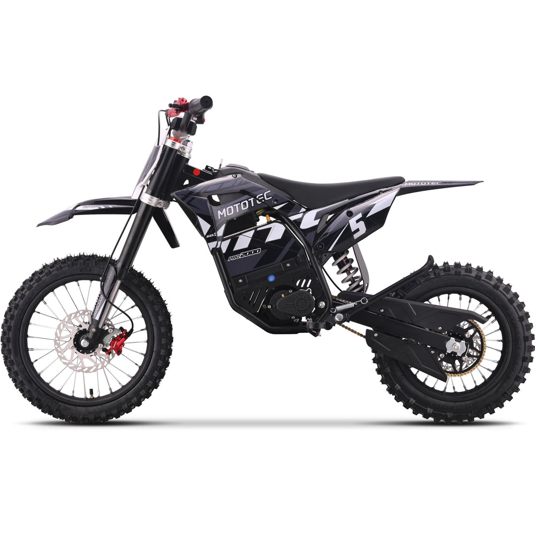 MotoTec 60v 2000w Pro Electric Dirt Bike Lithium Dirt Electric Bikes Grey 4