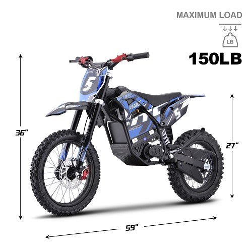 MotoTec 60v 2000w Pro Electric Dirt Bike Lithium (HP115E) Dirt Electric Bikes Blue (HP115E) 8