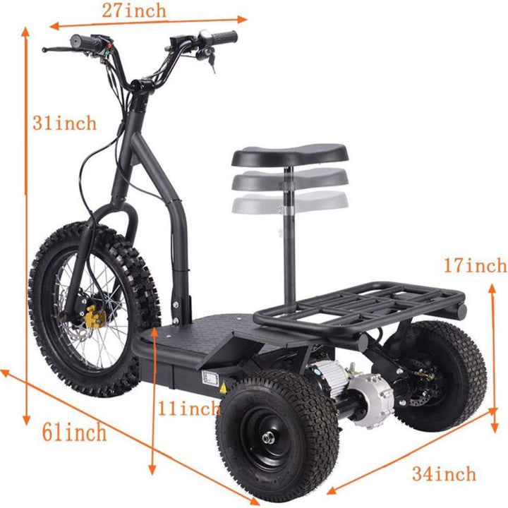 MotoTec Electric Trike 48v 1200w Electric Mobility Vehicles No Service 7