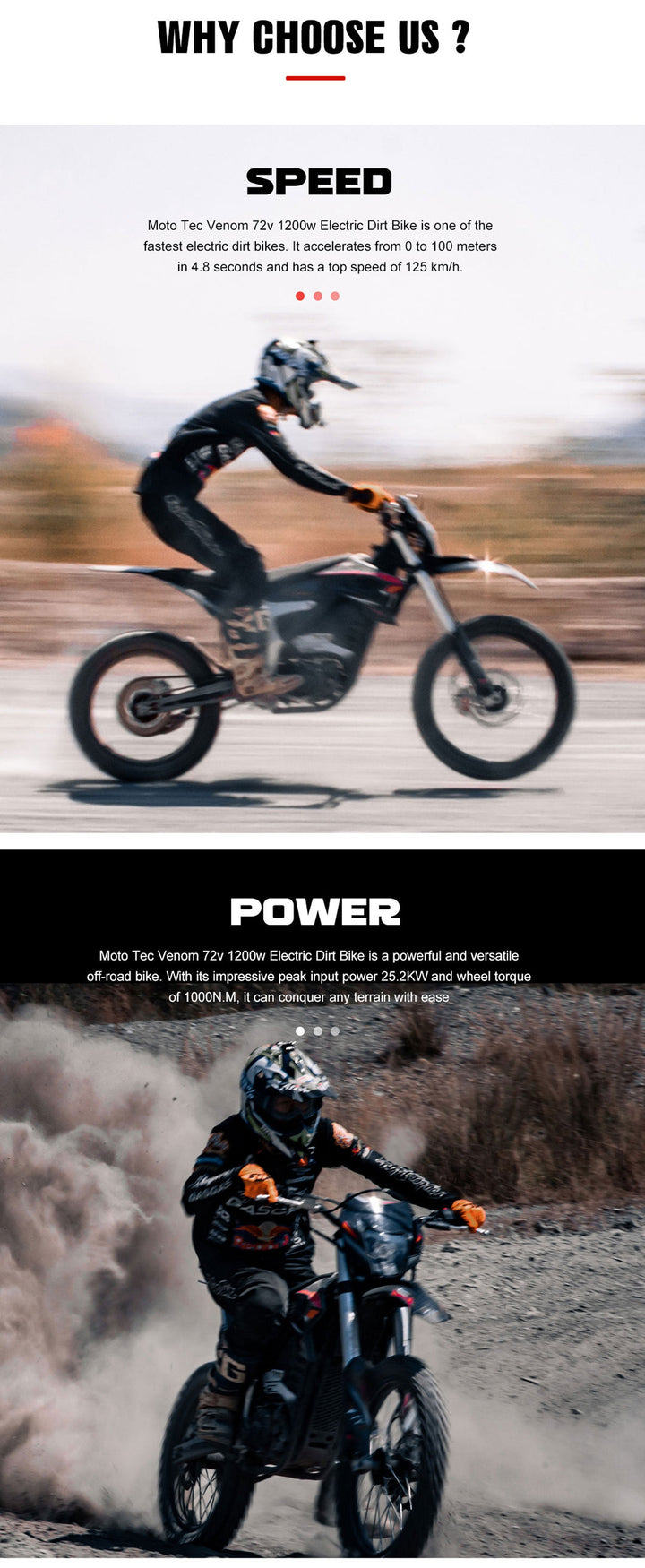 MotoTec Venom 72V 12000W Electric Dirt Bike 77MPH 60Ah CATL 4-Speed Manual Dirt Electric Bikes Black 18