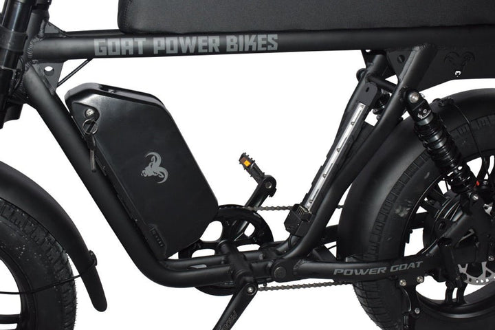 Power Goat V3 Electric Bike 3000W 50MPH Moped Style Fat Tire Ebike Moped-Style Electric Bikes ALL BLACK - PEDALS 9