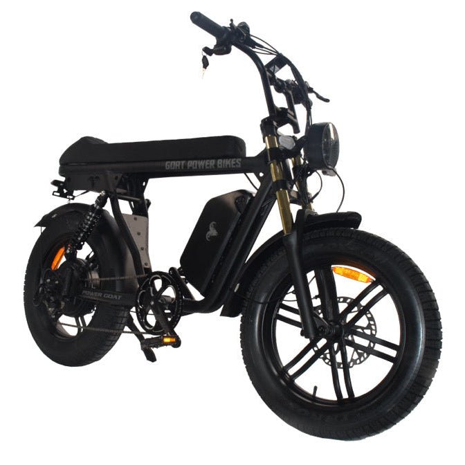Power Goat V3 Electric Bike 3000W 50MPH Moped Style Fat Tire Ebike Moped-Style Electric Bikes BLACK GOLD FORKS - PEDALS 1