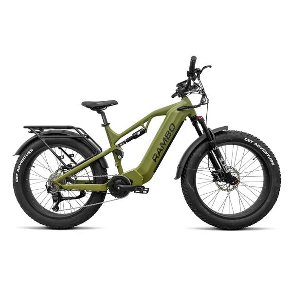 RAMBO Dominator HD Mid Drive Bike Mountain Electric Bikes Gunmetal Gray and Buckskin 3