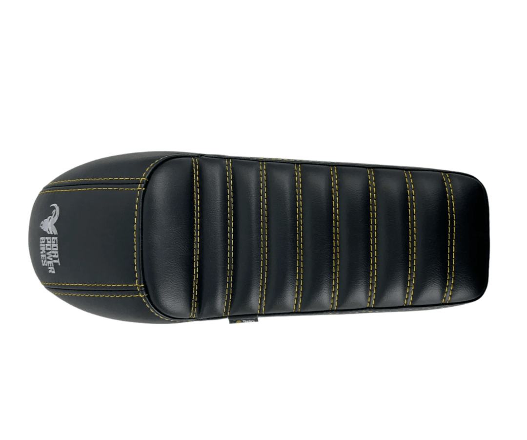 Seat and Seat Riser For Goat Power Bikes Racks & Fenders Motor Goat Seat-Rows-Gold Stitching 10