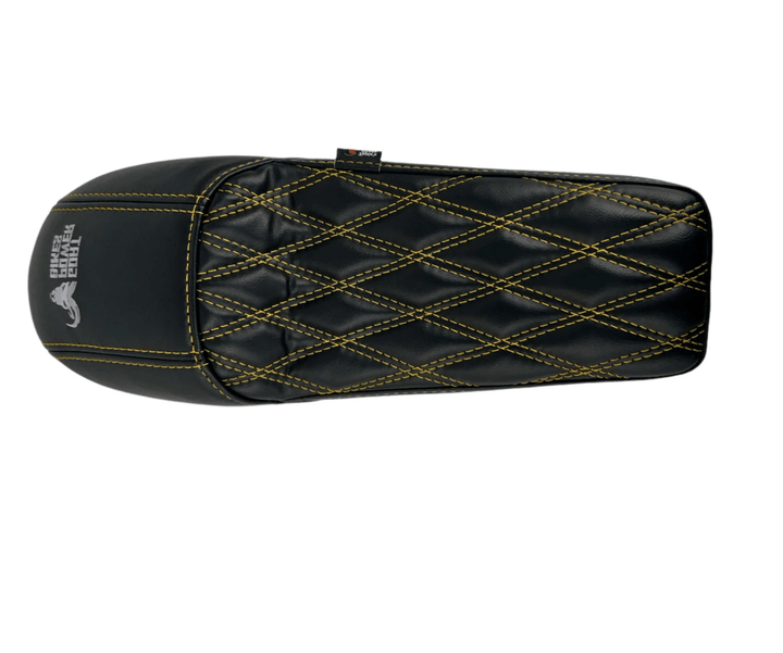 Seat and Seat Riser For Goat Power Bikes Racks & Fenders Motor Goat Seat-Diamond-Gold Stitching 11
