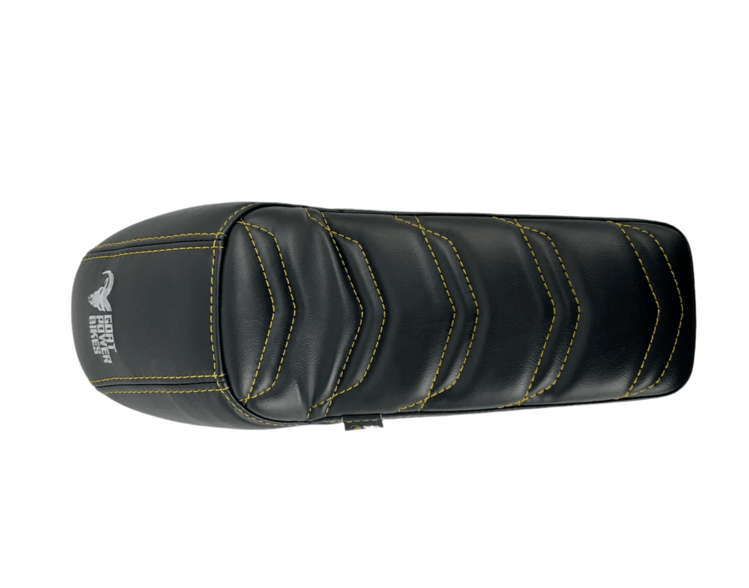 Seat and Seat Riser For Goat Power Bikes Racks & Fenders Motor Goat Seat-Sport-Gold Stitching 15
