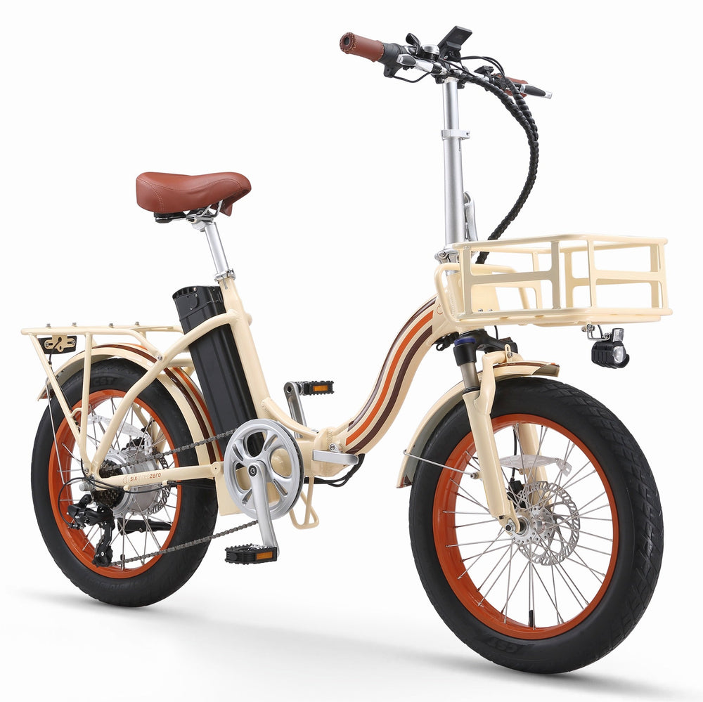 Sixthreezero All-Terrain Zip n' Fold 750W Fat Tire Electric Bike Folding Electric Bikes Cream 2