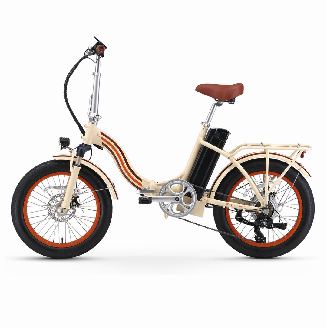 Sixthreezero All-Terrain Zip n' Fold 750W Fat Tire Electric Bike Folding Electric Bikes Cream 21